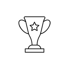 Trophy Cup Vector Line Icon. Winner's Cup Symbol, Pictogram, Sign. Light Abstract Geometric Background. Editable Stroke. Adjust Line Weight.