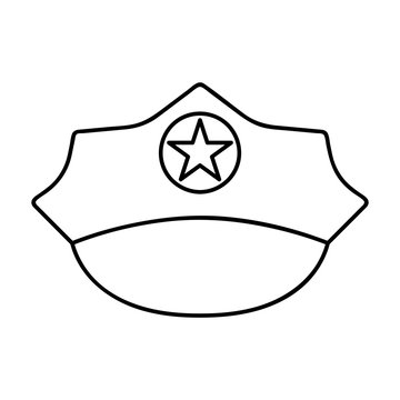 Police hat line icon, police and uniform, cap sign, vector graphics, a linear pattern on a white background, eps 10.