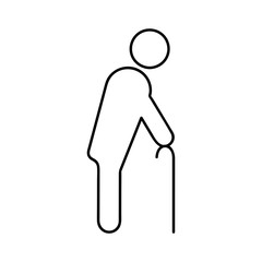 Man walking with cane line icon for web, mobile and infographics. Vector black icon isolated on white background.