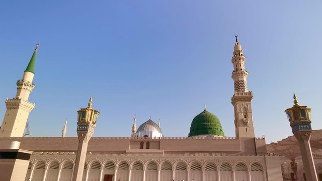 Medina, Saudi Arabia - September 6, 2018: Clips footage of Nabawi&rsquo;s Mosque exterior building in Medina (Madinah) 