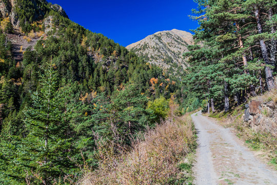 Hiking trail from Arinsal village to Coma pedrosa peak, Andorra