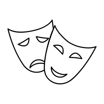 Theater masks line icon, outline vector sign, linear style pictogram isolated on white. Symbol, logo illustration.