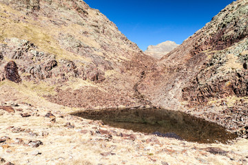 Small lake in Parc Natural Comunal de les Valls del Comapedrosa national park in Andorra