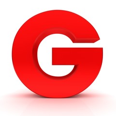 G letter sign red 3d