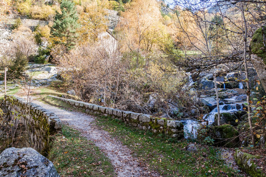 Small stone bridge in Madriu-Perafita-Claror Valley, Andorra
