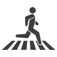 Icon man crosses the street at a special band. Vector on a white background