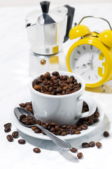 cup of coffee beans, conceptual photography, vertical