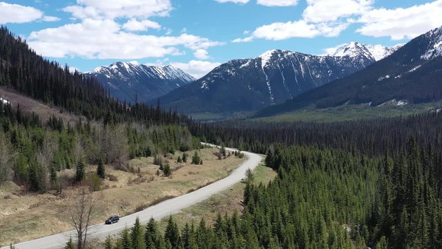 Aerial view at mountains in British Columbia, Canada. 4K.