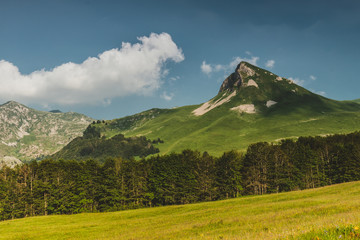 Naklejka premium landscape with mountains and clouds