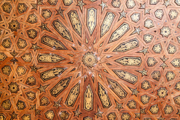 Ceiling in Nasrid Palaces (Palacios Nazaries) at Alhambra in Granada, Spain