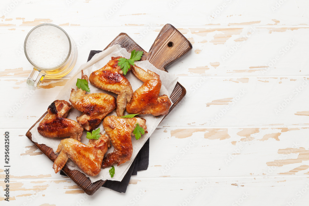 Canvas Prints hot chicken wings and draft beer