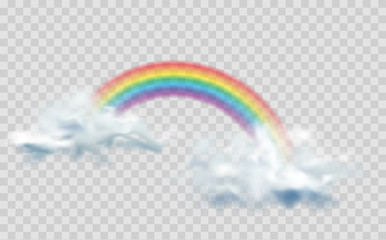 Rainbow icon isolated on transparent background. Transparent rainbows in different shapes.