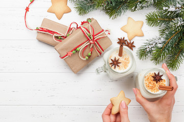 Eggnog. Traditional christmas cocktail