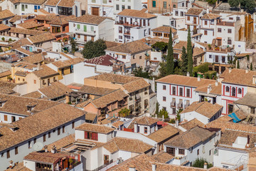 Houses of Albaycin neighborhood in Granada, Spain