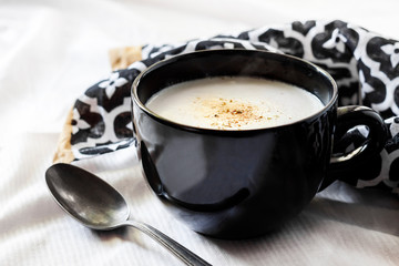 Cauliflower Soup (Creme du Barry) in black bowl