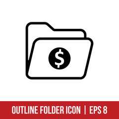 Folder Icon Vector Template Outline