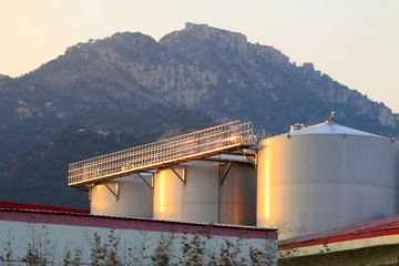 Fototapeta premium Storage equipment in a wine processing factory
