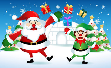 merry christmas.santa claus cute cartoon.for Christmas and Happy New Year background.vector illustration