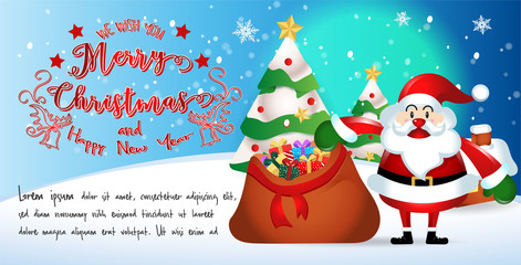 merry christmas.santa claus cute cartoon.for Christmas and Happy New Year background.vector illustration