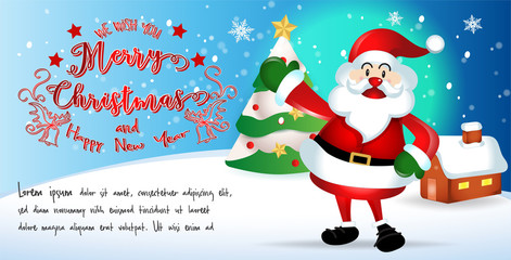 merry christmas.santa claus cute cartoon.for Christmas and Happy New Year background.vector illustration
