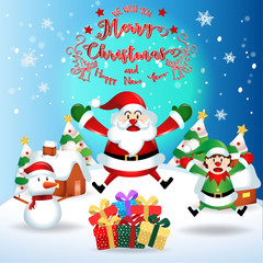 merry christmas.santa claus cute cartoon.for Christmas and Happy New Year background.vector illustration