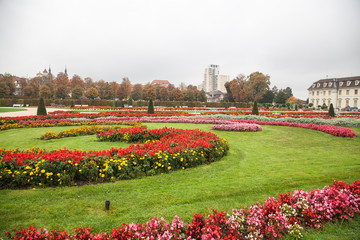 Ludwigsburg,Germany-Oktober 12,2014:The garden and the building of Ludwigsburg palace in Baden-Wuertemberg in the south of Germany.