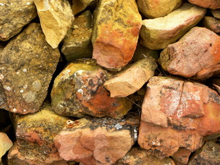 stone wall of pink stones