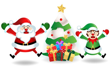 merry christmas.santa claus cute cartoon.for Christmas and Happy New Year background.vector illustration