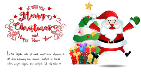 merry christmas.santa claus cute cartoon.for Christmas and Happy New Year background.vector illustration