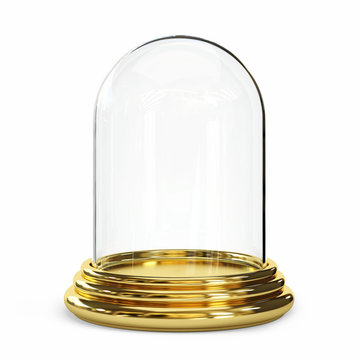 Empty Glass Dome On а White Background.