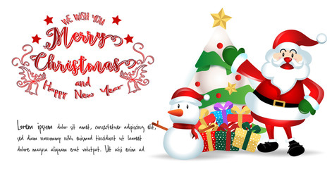 merry christmas.santa claus cute cartoon.for Christmas and Happy New Year background.vector illustration