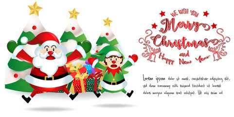 merry christmas.santa claus cute cartoon.for Christmas and Happy New Year background.vector illustration