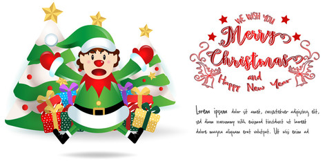 merry christmas.santa claus cute cartoon.for Christmas and Happy New Year background.vector illustration
