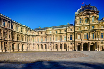 Exteriors of the Louvre Museum in Paris France