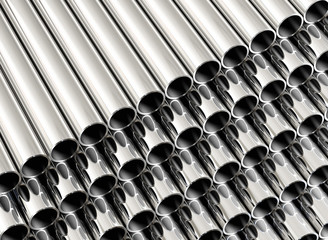 Metal industrial tubes. 3d illustration. 