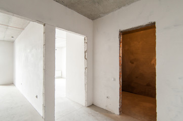 Russia, Moscow- May 17, 2019: interior room apartment. standard repair decoration in hostel. self-finish rough repair