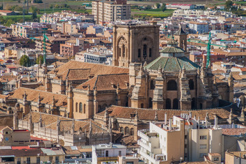 Fototapeta na wymiar View of the cathedral in Granada, Spain