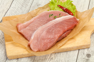 Juicy raw pork steak meat