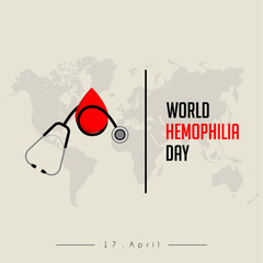 World Hemophilia Day with a stethoscope that surrounds blood vector design