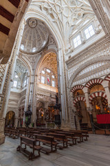 Fototapeta na wymiar CORDOBA, SPAIN - NOVEMBER 4, 2017: Interior of Mosque–Cathedral (Mezquita-Catedral) of Cordoba, Spain