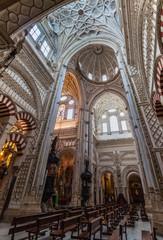 CORDOBA, SPAIN - NOVEMBER 4, 2017: Interior of Mosque–Cathedral (Mezquita-Catedral) of Cordoba, Spain