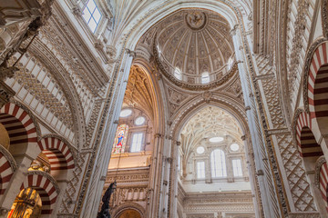 Fototapeta na wymiar Interior of Mosque–Cathedral (Mezquita-Catedral) of Cordoba, Spain