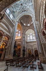 Fototapeta premium CORDOBA, SPAIN - NOVEMBER 4, 2017: Interior of Mosque–Cathedral (Mezquita-Catedral) of Cordoba, Spain