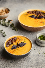 Autumn pumpkin soup puree