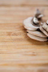Fototapeta na wymiar chopped mushrooms on a chopping board