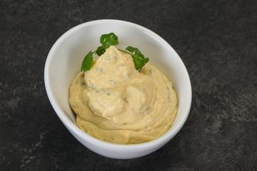 Hummus snack with olive oil