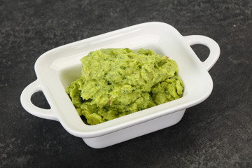 Avocado guacamole sauce with chili pepper