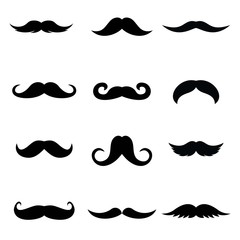 Mustache Icon Set. Vector set of hipster mustache