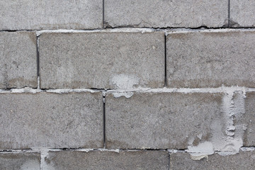 gray brick wall for background or texture. poor quality brickwork.