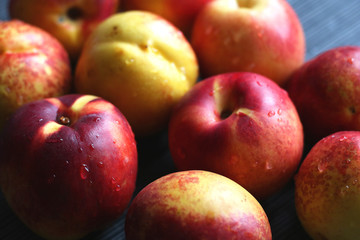 Fototapeta na wymiar peaches plum sweet color fruits 